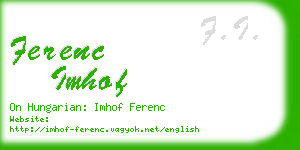 ferenc imhof business card